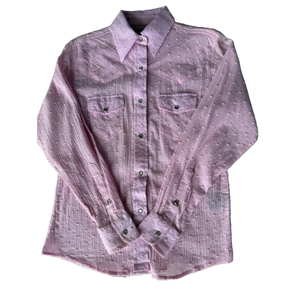 Cowgirl Hardware Girls Pink Long Sleeve Western Pearl Snap Shirt Size M Teen. - Picture 1 of 10